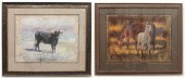 JIM HOLLON TWO PASTELS ON BARK