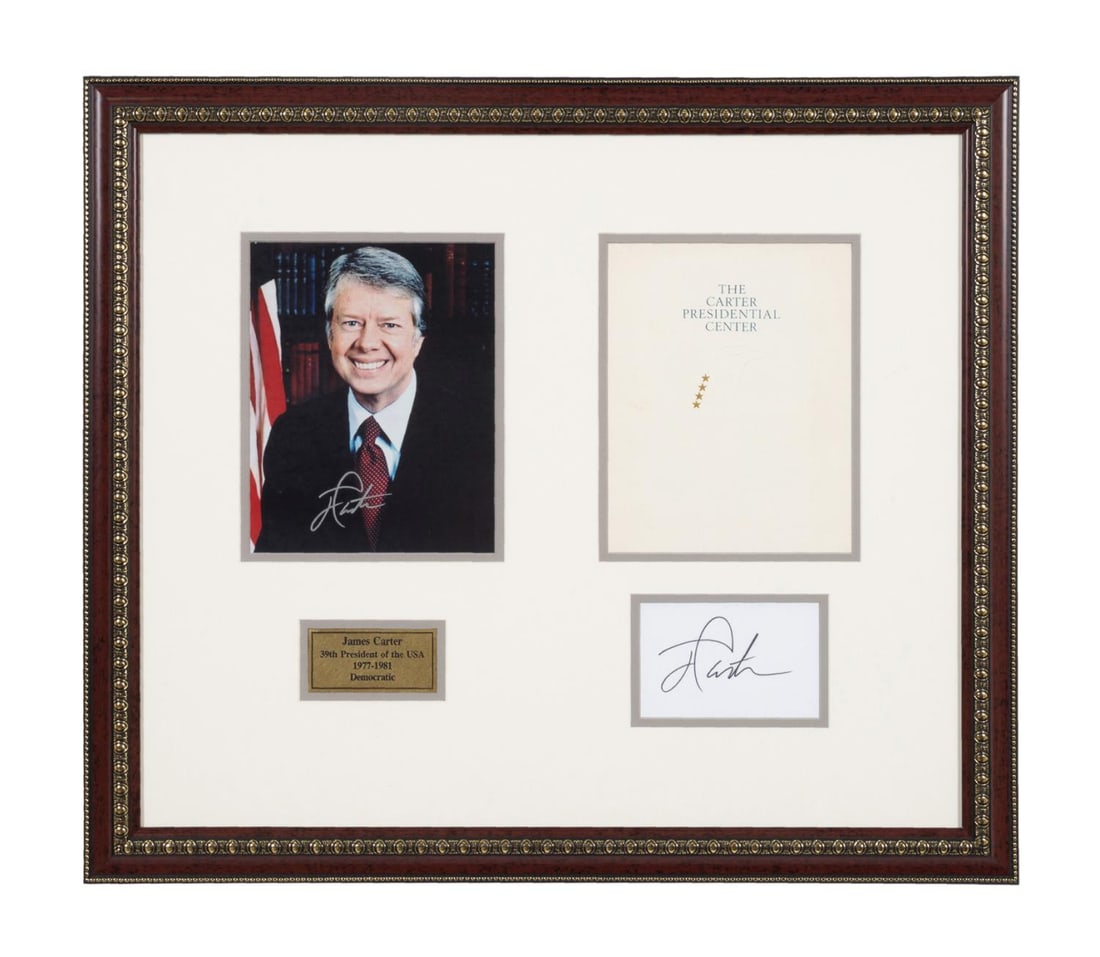 JIMMY CARTER SIGNED PHOTO AND PAPER