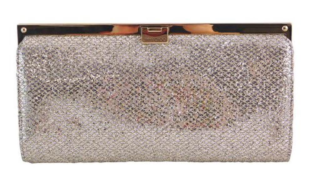 JIMMY CHOO CLUTCH, GOLD AND
