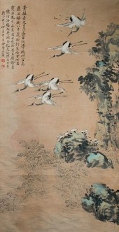 JIN MENGSHI (1869-1952) CRANED