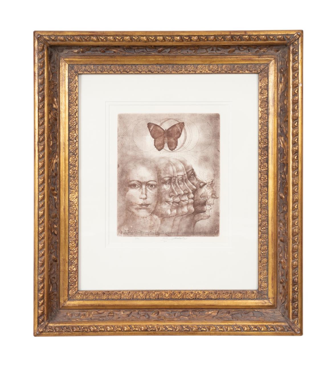 JIRI ANDERLE "GIRL AND MOTH" FRAMED