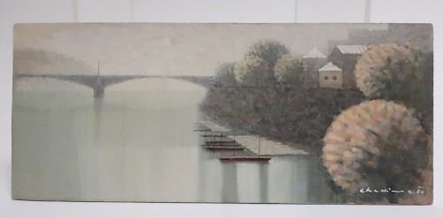 JIRI CHADIMA, BOATS BY THE SHORE,