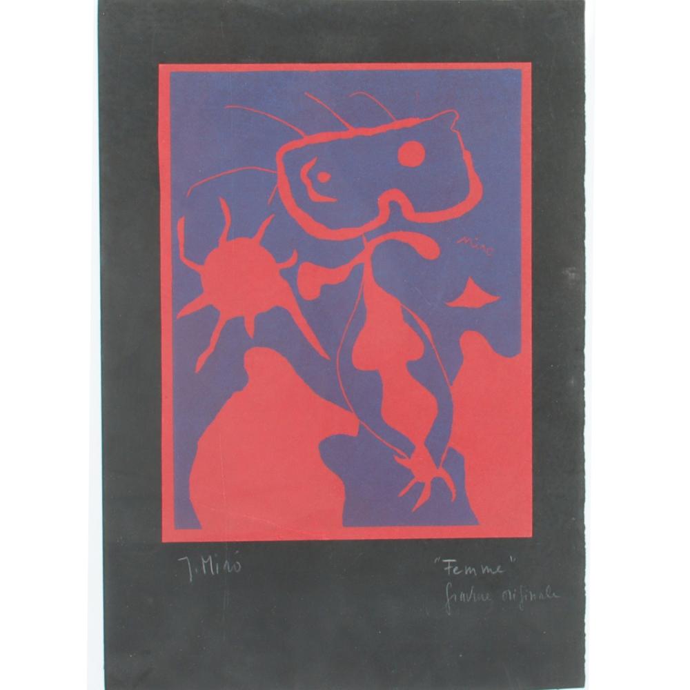 JOAN MIRO, FEMME, 1938, LINOCUT, 12