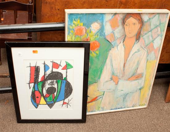 Joan Miro framed print and a