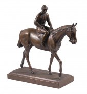 JOCKEY ON HORSE SCULPTURE "Kel