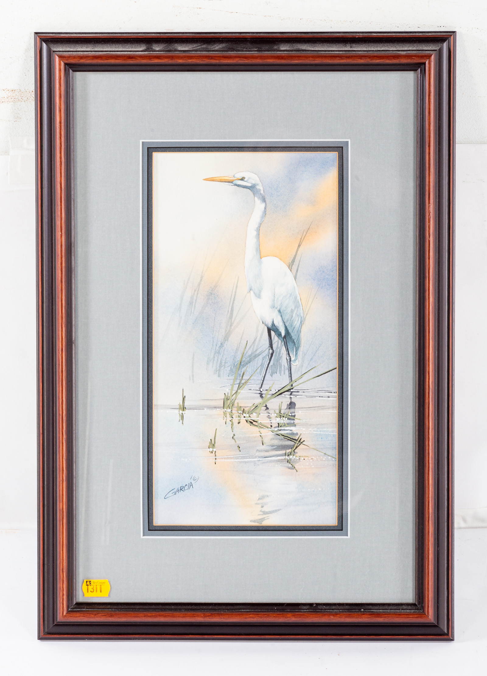 JOE GARCIA. "EGRET III," WATERCOLOR