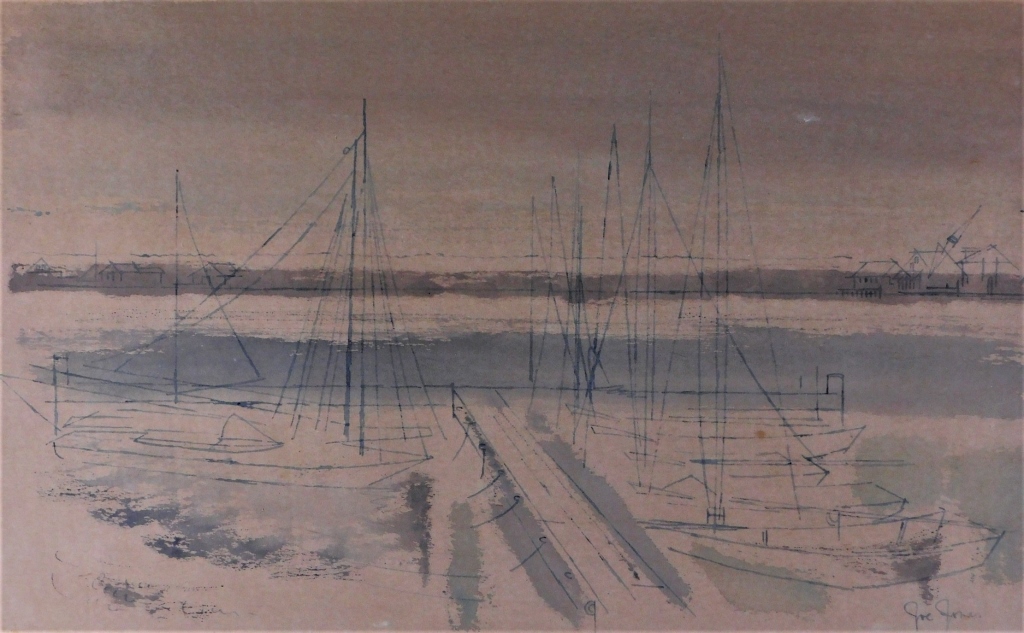 JOE JONES ABSTRACT W/C SAILBOAT