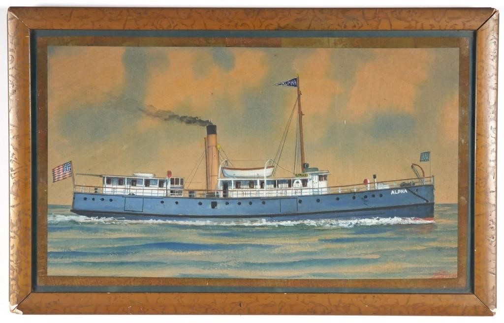 JOE SELBY, WATERCOLOR, STEAMSHIP