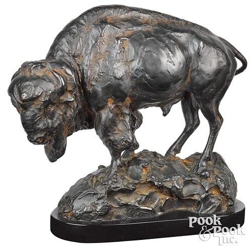 JOE WAYNE, BRONZE OF A BUFFALOJoe