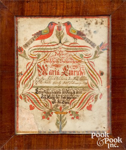 JOHANN ADAM EYER FRAKTUR BIRTH