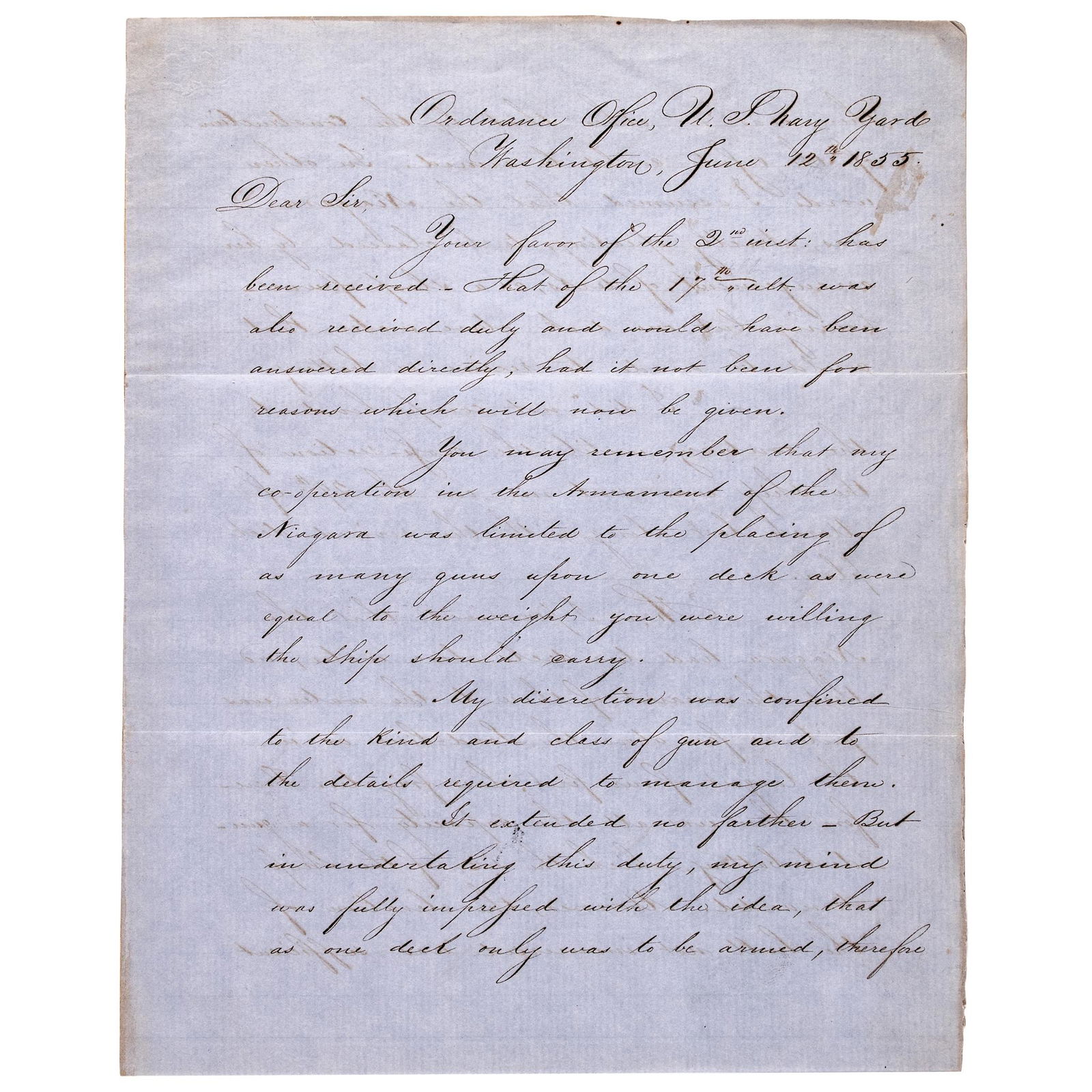 JOHN A. DAHLGREN LETTER SIGNED,