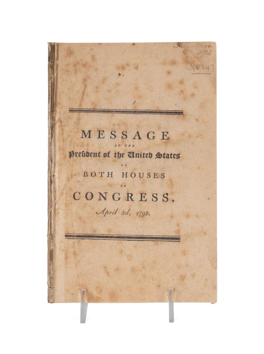 JOHN ADAMS, MESSAGE OF THE
