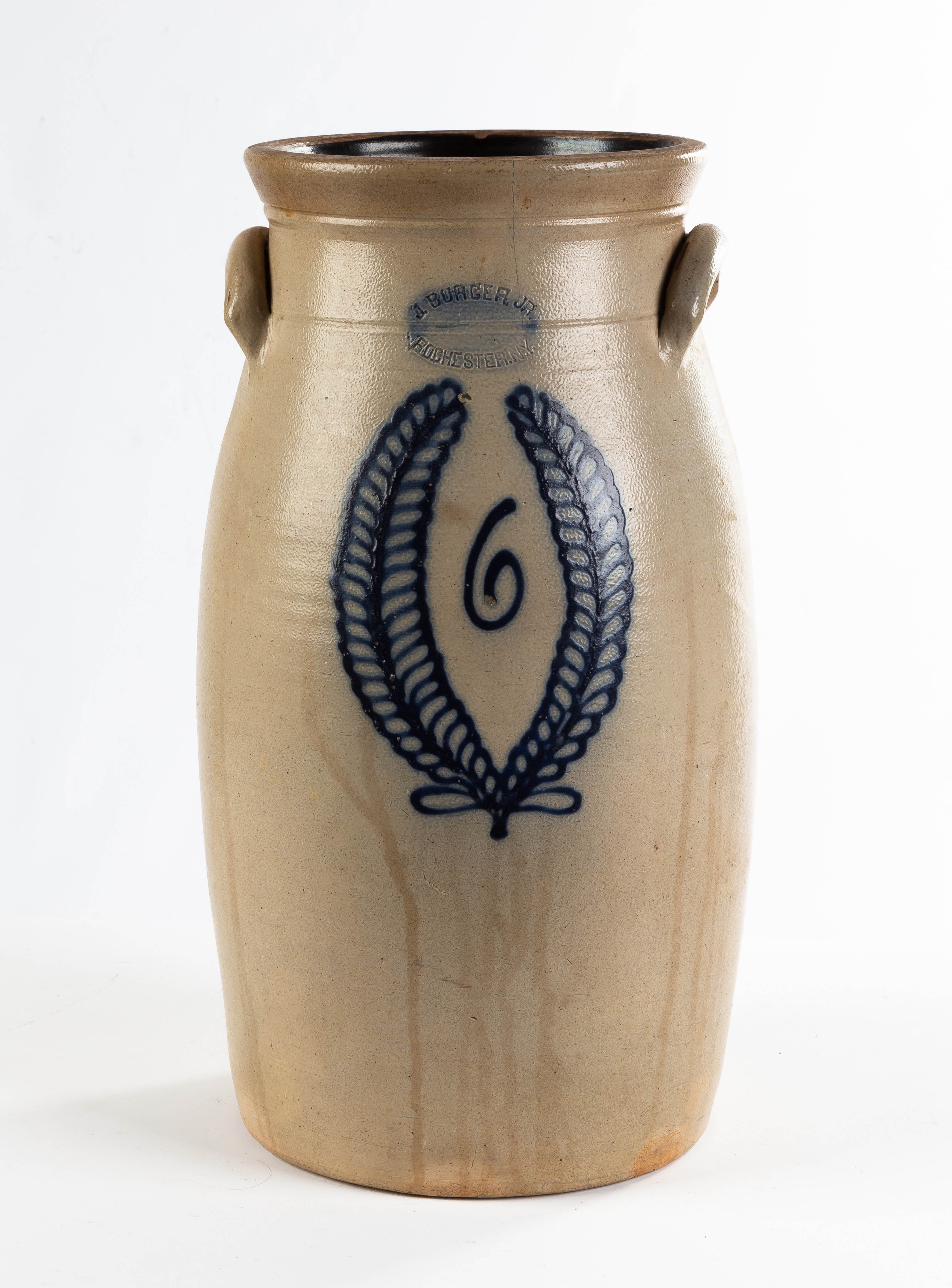 JOHN BURGER, JR. 6 GALLON STONEWARE