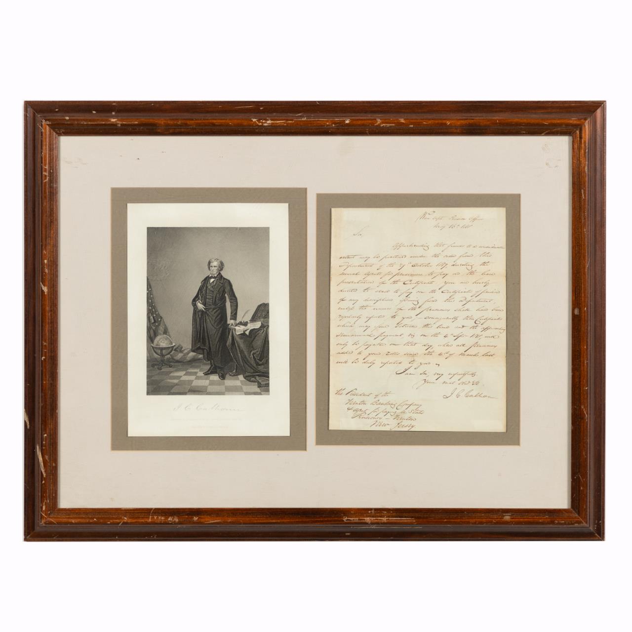 JOHN C. CALHOUN SIGNED LETTER &