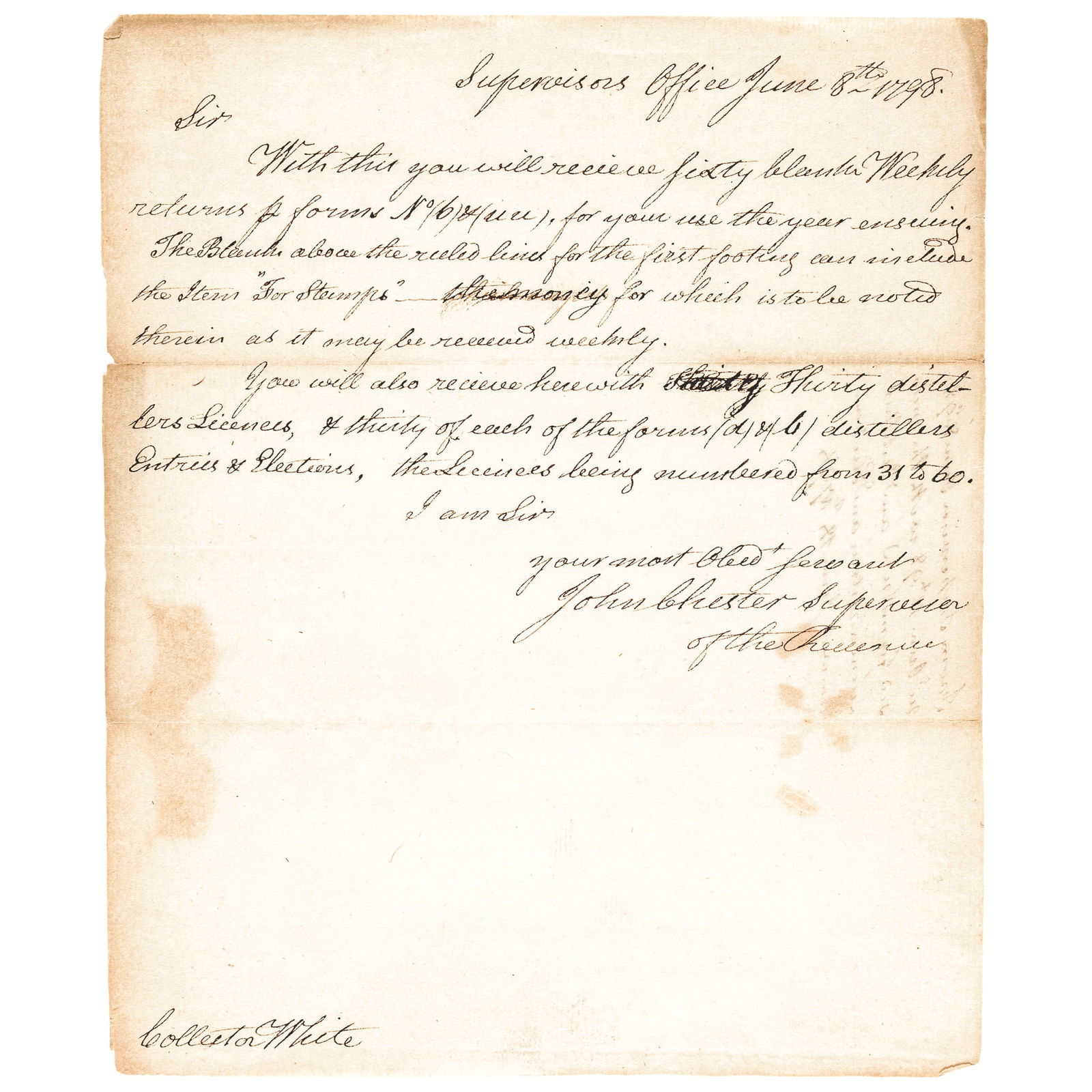 JOHN CHESTER 1798 AUTOGRAPH