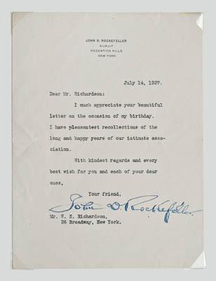 John D. Rockefeller signed
