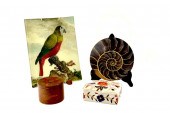 JOHN DERIAN GLASS PLATES, WOOD