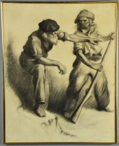 John Drew Charcoal Drawing On