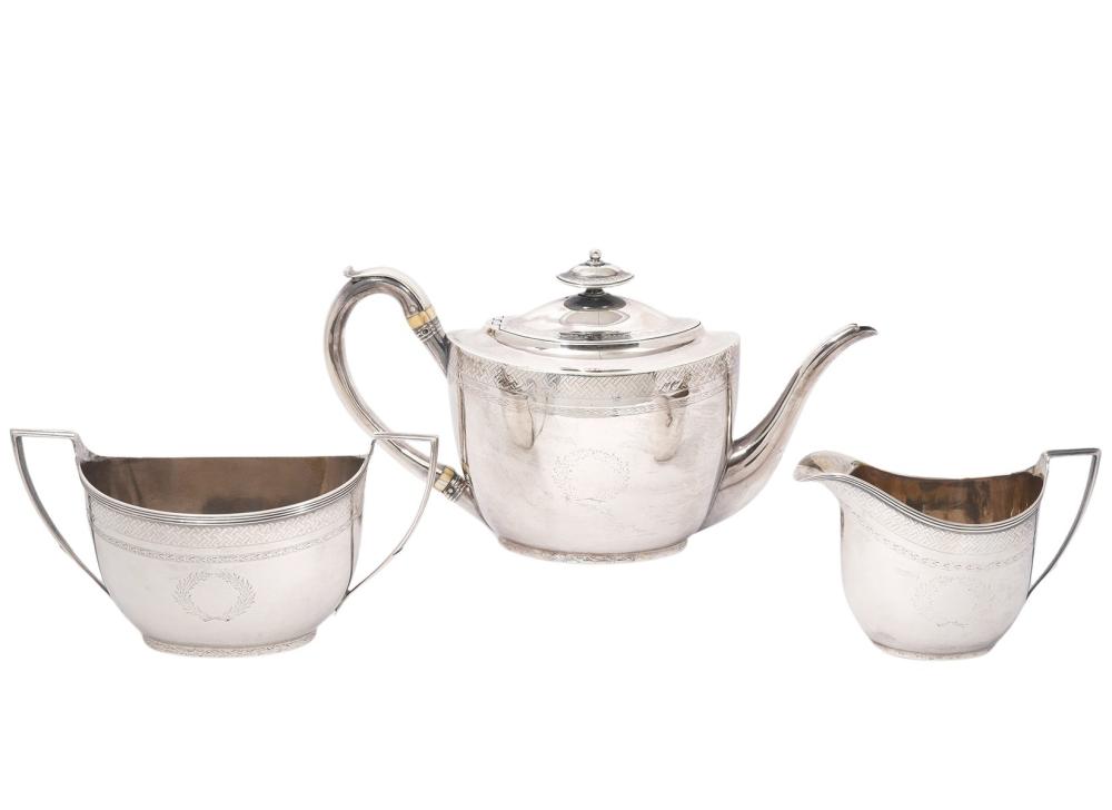 JOHN EMES GEORGIAN 3 PC. SILVER TEA
