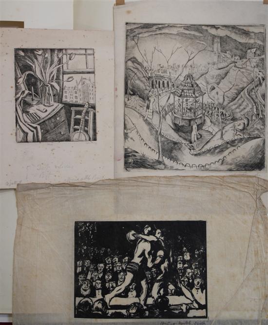 John Emmett etching Figures