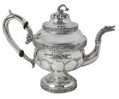 JOHN EWAN COIN SILVER TEAPOT,