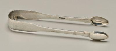John Ewan coin silver tongs, fiddle