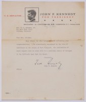 JOHN F. KENNEDY LETTER, SIGNED