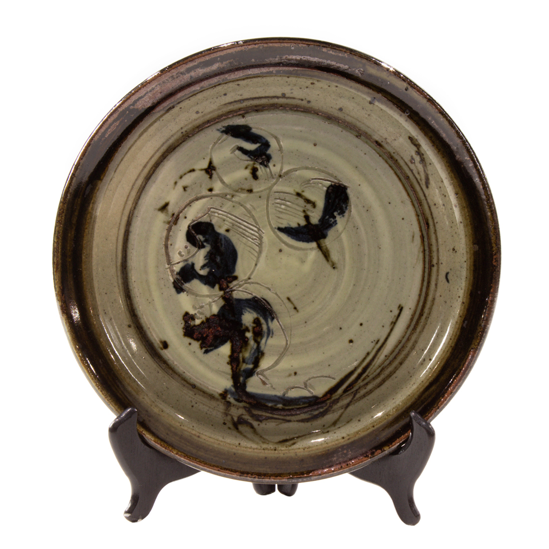 JOHN GLICK PLUM TREE POTTERY DISH
