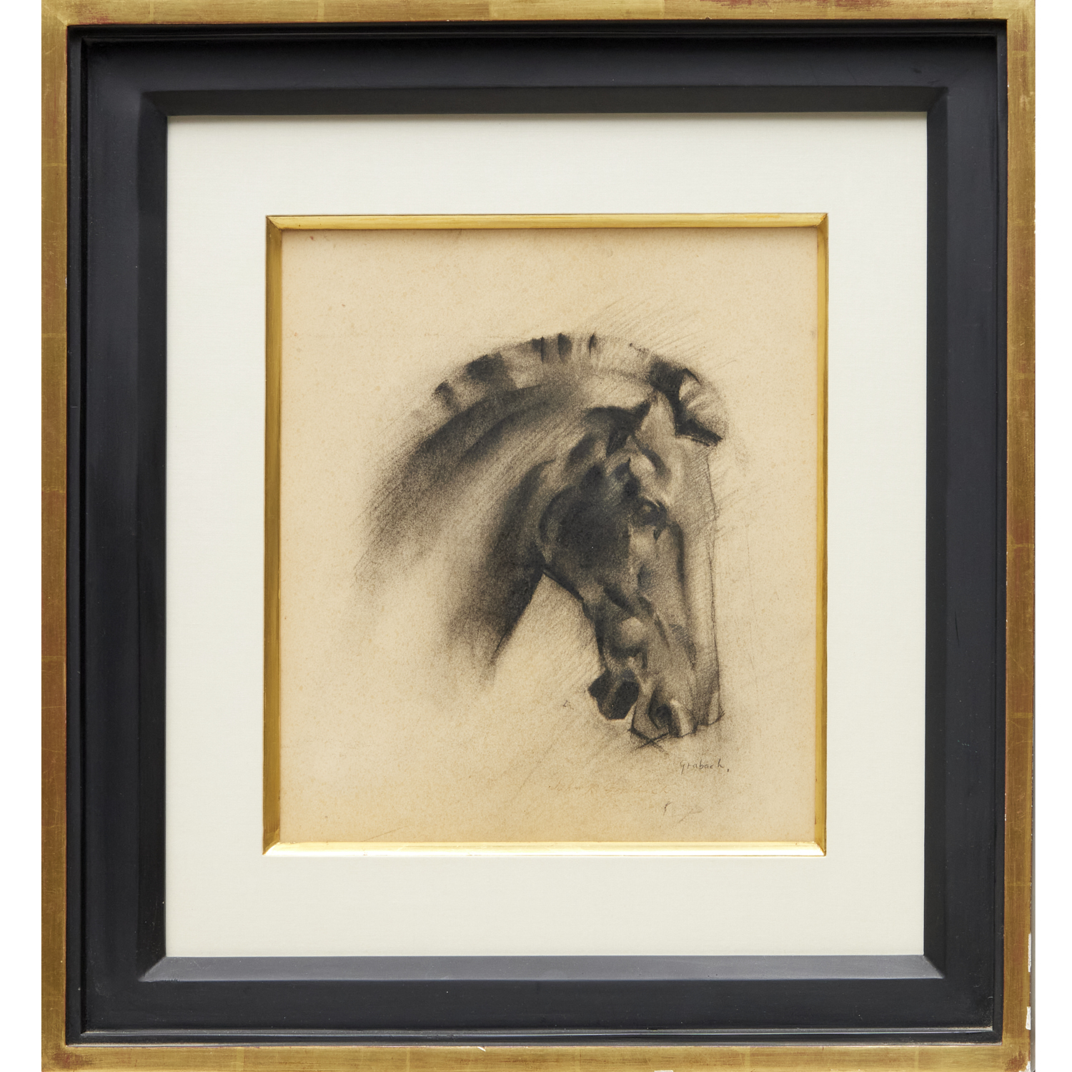 JOHN GRABACH, CHARCOAL DRAWING,