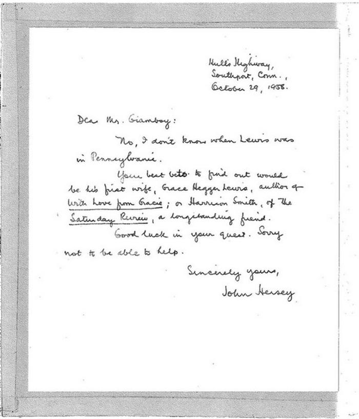 John Hersey, 2 autograph notes,