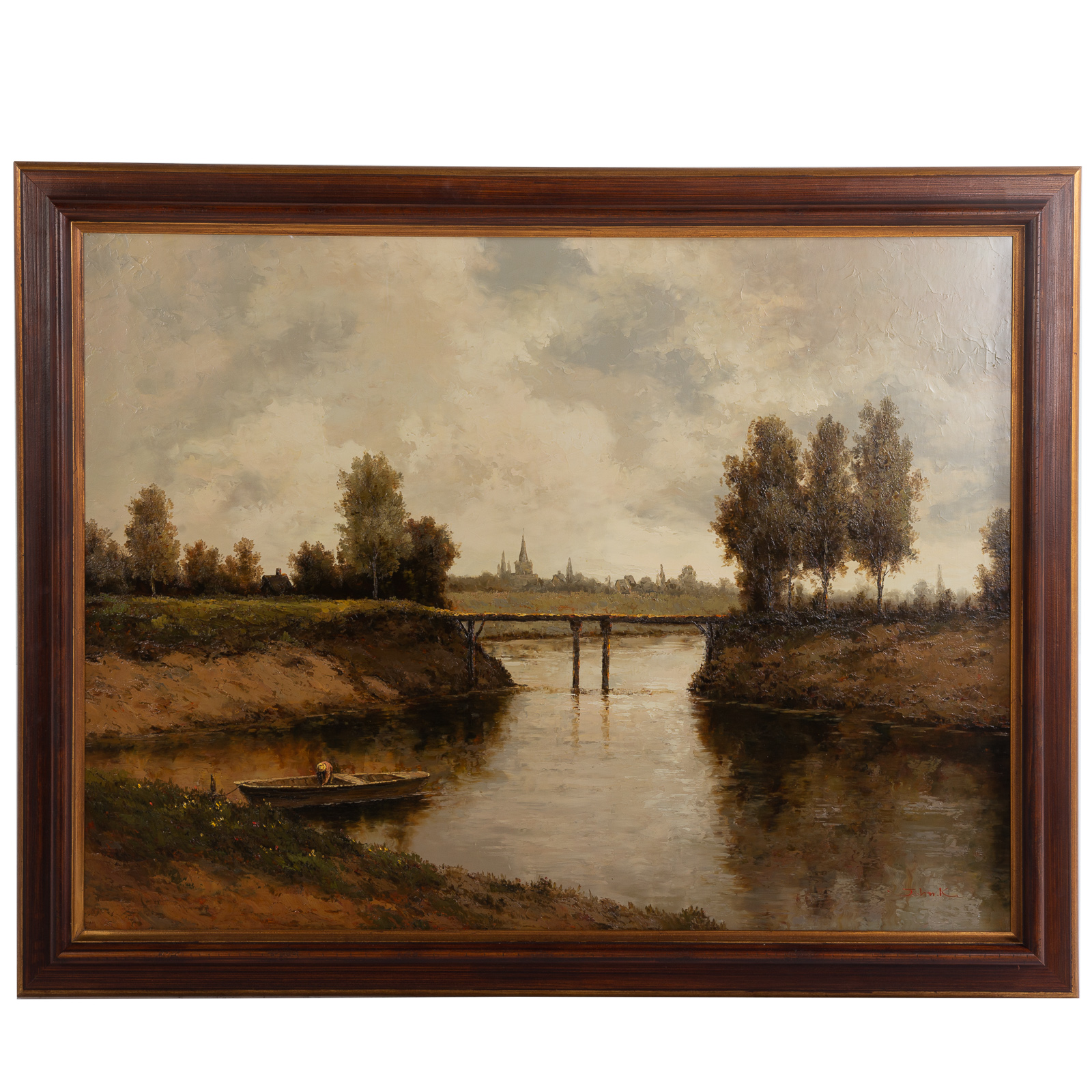 JOHN K. PONDSCAPE WITH BOAT, OIL