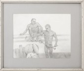 JOHN LEAR TWO MEN GRAPHITE ON