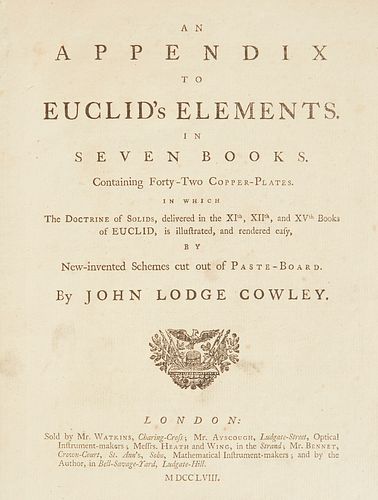 JOHN LODGE COWLEY "AN APPENDIX TO