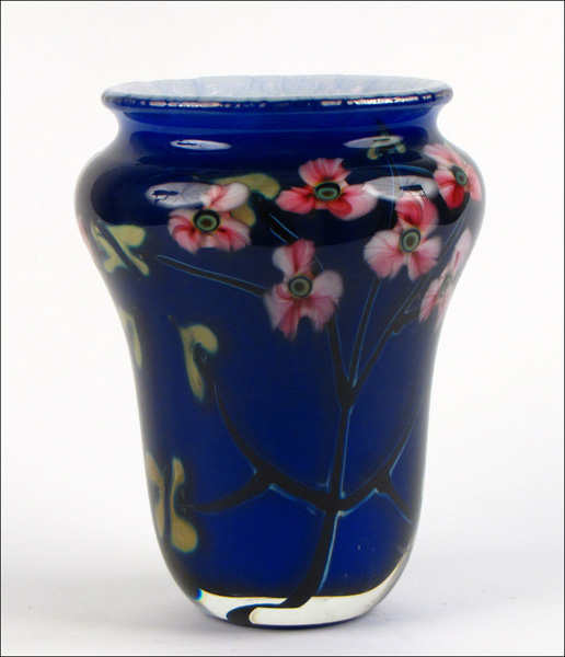 JOHN LOTTON MULTI-FLORA GLASS VASE.