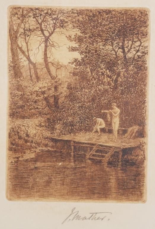 JOHN MATHER, ETCHING, BATHERSNude