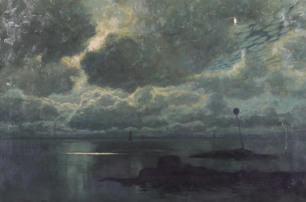 JOHN MATHER, O/C, NIGHT SEASCAPEOil