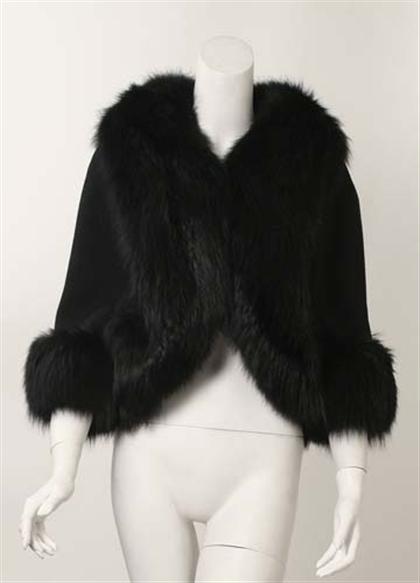 John Moore black fox-trimmed shrug
