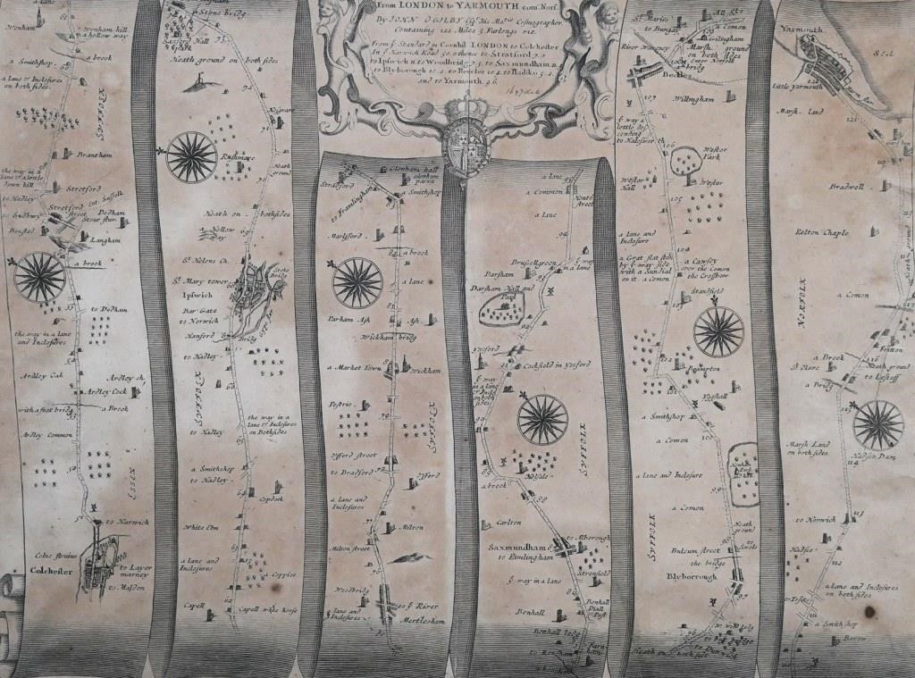 JOHN OGILBY, LONDON ROAD MAP,