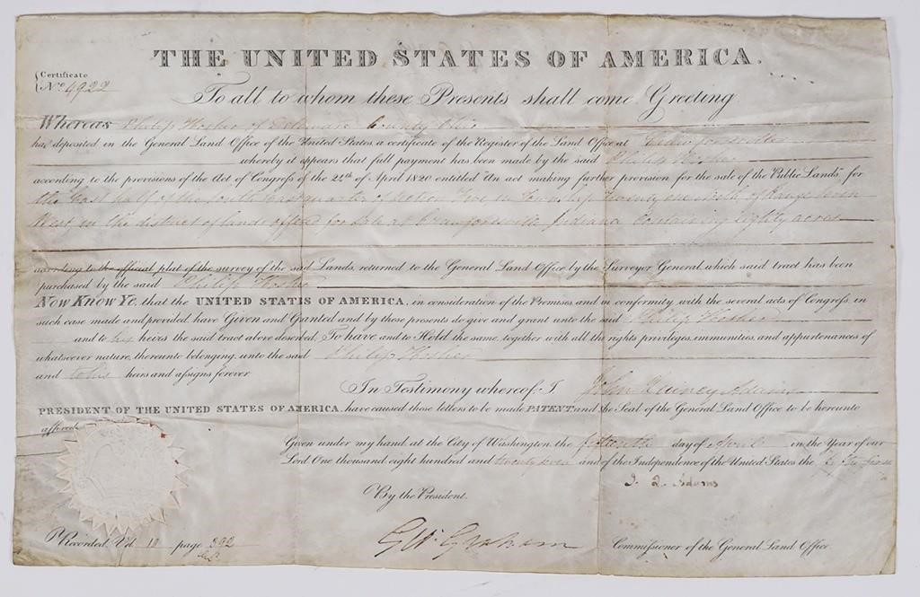 JOHN QUINCY ADAMS SIGNED DOCUMENT