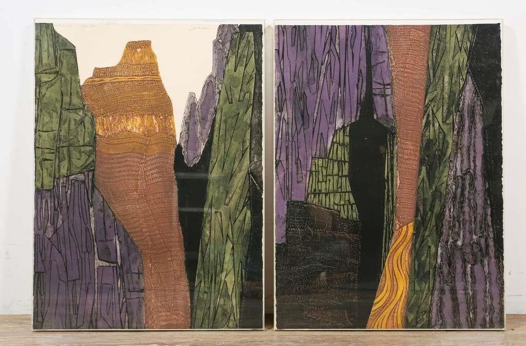 JOHN ROSS COLLAGRAPH DIPTYCH