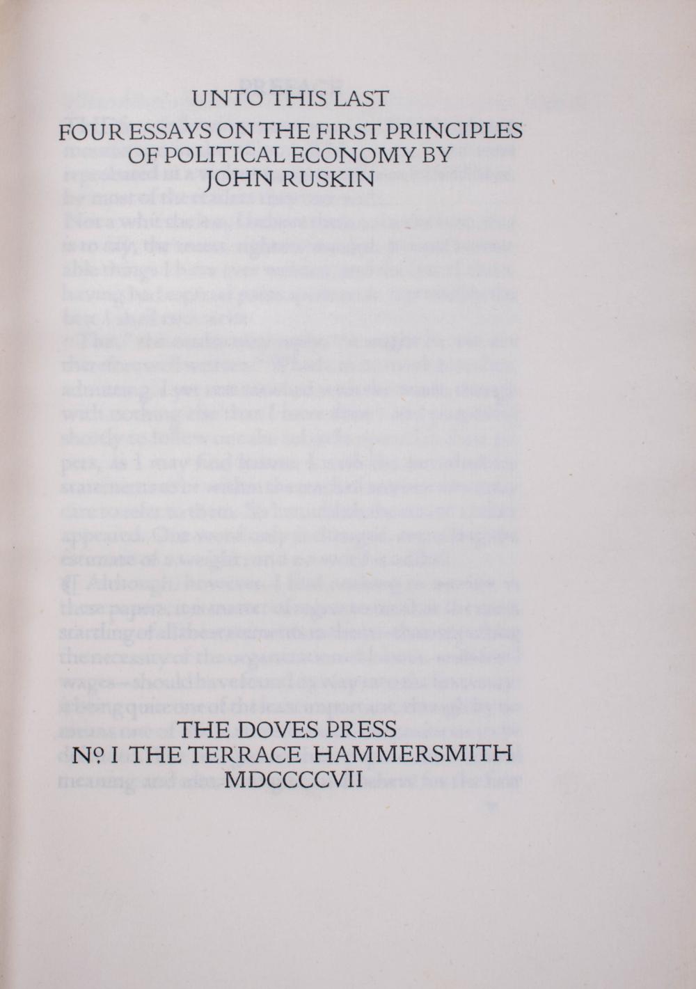 JOHN RUSKIN. UNTO THIS LAST.