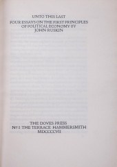 JOHN RUSKIN. UNTO THIS LAST. D