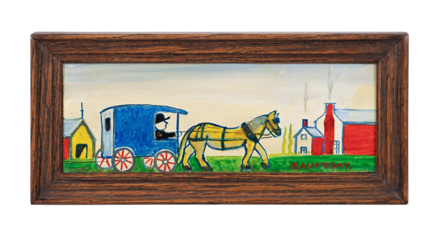 JOHN SAVITSKY, FOLK ART FARM SCENE,