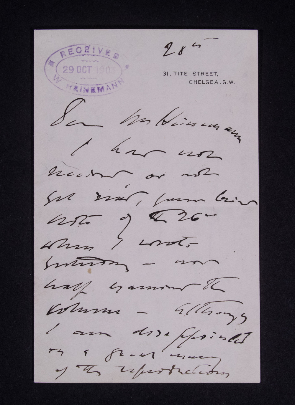 JOHN SINGER SARGENT LETTER TO