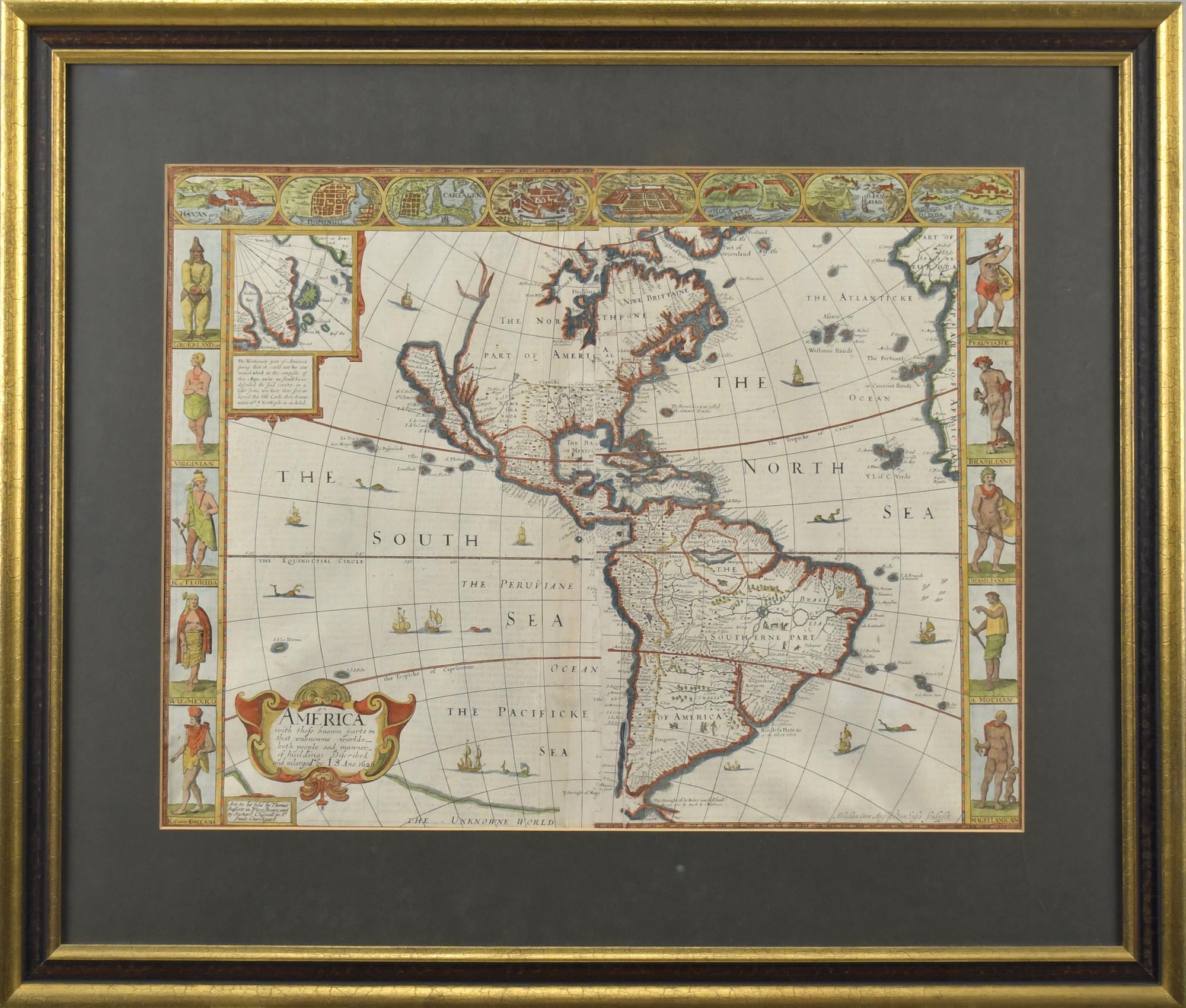 JOHN SPEED 17TH C. MAP, AMERICA.