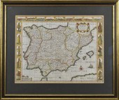 JOHN SPEED 17TH C. MAP, SPAIN.
