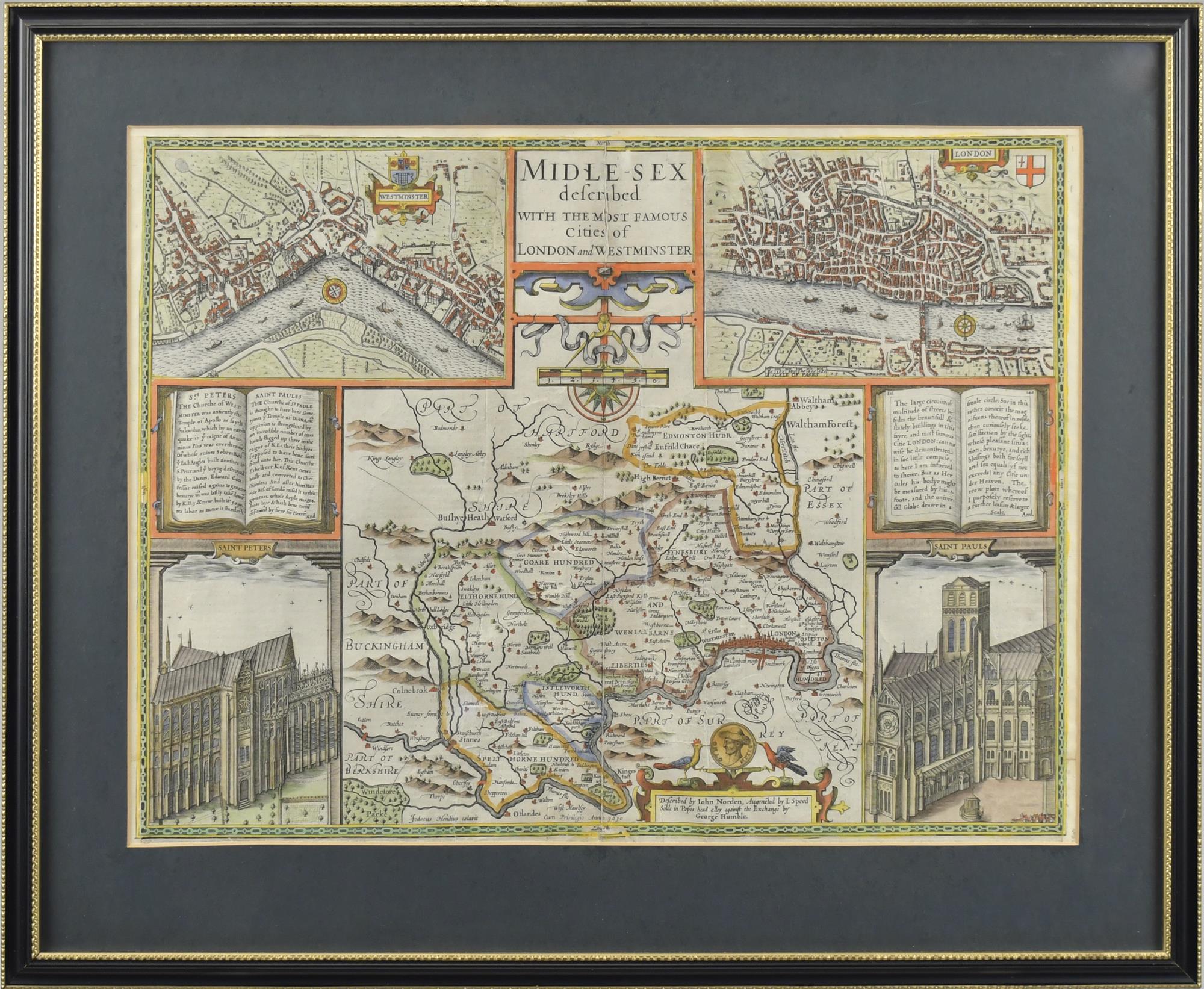 JOHN SPEED, MAP, MIDDLESEX, 17TH C.