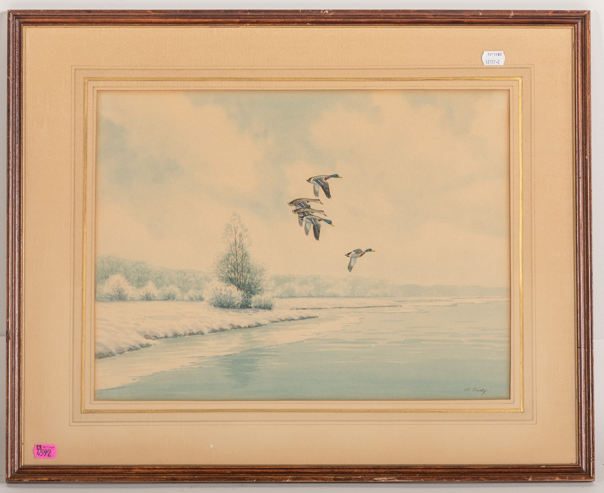 JOHN SUDY. DUCKS IN FLIGHT,