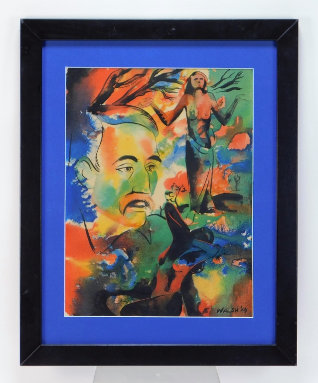 JOHN WALSH SURREALIST PORTRAIT WC