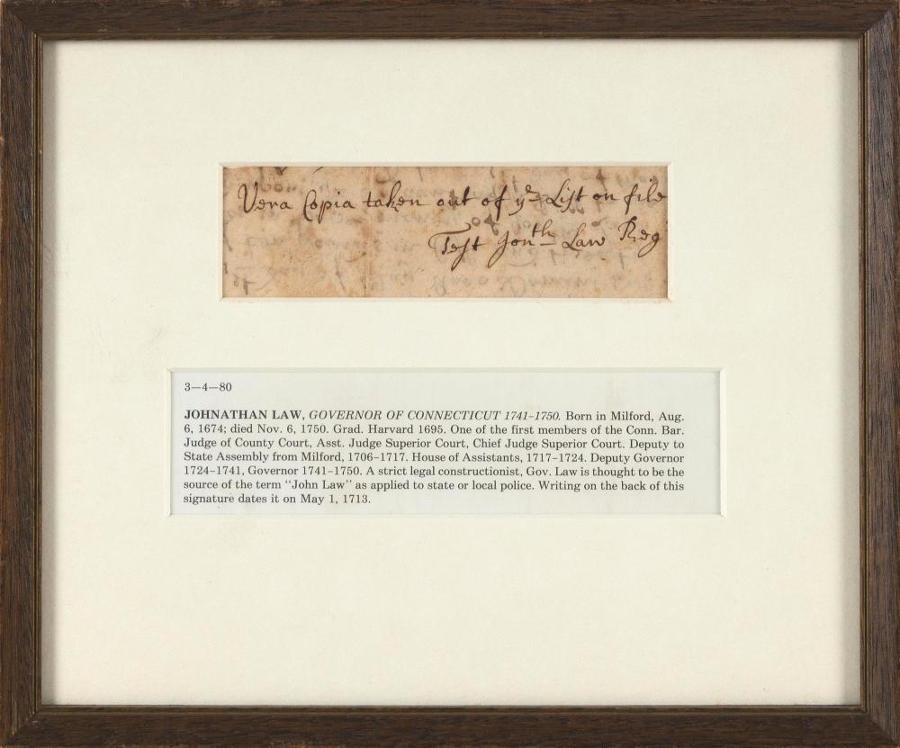 JOHNATHAN LAW AUTOGRAPH DATED